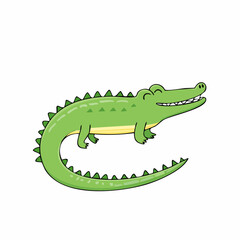 drawn alligator icon in doodle style. Mark point icon design collection for animal design element
