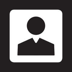 User icon vector. Profile mark logo design. Profile vector icon illustration in square isolated on black background