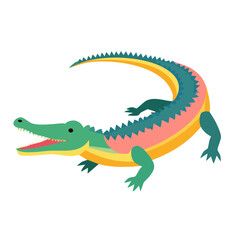Colorful Aligator Isolated on a Transparent Background