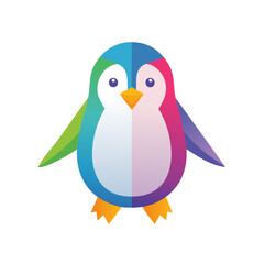 Colorful Penguin Isolated on a Transparent Background