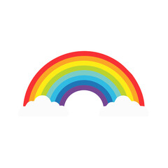 Colorful Rainbow with Clouds Isolated on a Transparent Background