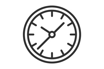 Simple clock face silhouette with hour and minute hands isolated on white background