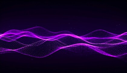Abstract purple wave of glowing particles