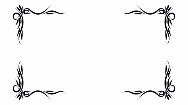 Growing floral corner border animation. Video clip with alpha channel.