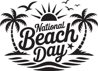 Obraz premium National Beach Day Palm Tree Silhouette Vector Design