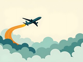 Background An airplane soaring through the sky with orange and yellow trails.