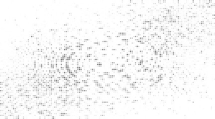 Abstract Black Halftone Dot Pattern Forming an Undulating or Wavy Line with Variable Density on a White Background