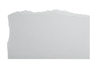 A square piece of torn white paper with a ripped edge texture. Isolated on transparent background, png
