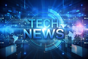 Obraz premium Bold Tech News title on abstract tech background glowing elements and clean layout ideal for digital journalism technology blogs IT media covers software updates and modern business presentation