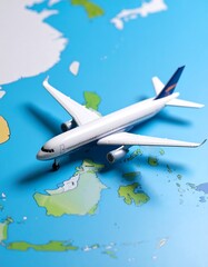 Airplane model over Southeast Asia map