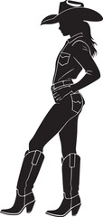 Cowgirl with hat and boots silhouette