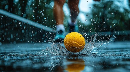 yellow ball in water