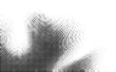 Abstract Black Halftone Dot Pattern with Two Opposing Gradient Spotlights Fading into a White Center