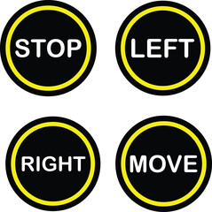  Traffic Control Hand Signal Buttons  Stop, Left, Right, Move | Editable in size.