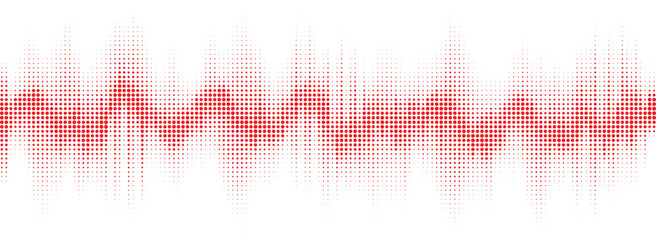 Abstract Red Digital Waveform Resembling a Heartbeat or Sound Pulse on a White Background