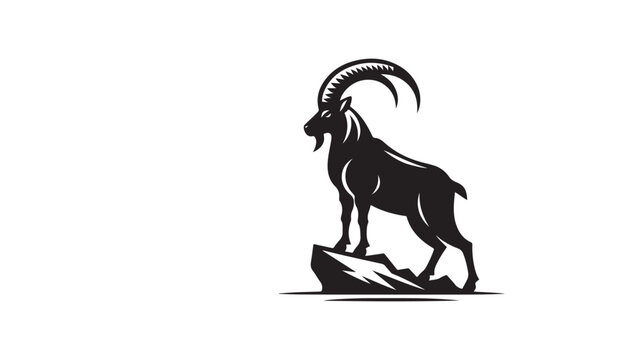 Mountain Goat Ibex Silhouette Standing on Cliff