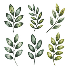 Green laurel wreath vector illustration with natural leaf and floral elements