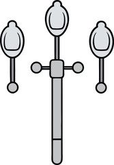 Metallic silver laparoscopic surgical instruments trio isolated on white background