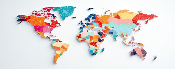 Fototapeta premium Colorful Polygon World Map on White Background, geography ,design