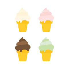 ice cream cone food snack sweet dessert gelato soft ice emoji symbol sign icon vector illustration isolated flat