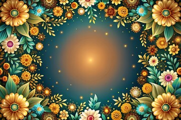 Vibrant flower design with empty center space suitable for digital advertising seasonal messages blog visuals or elegant announcements in a modern layout