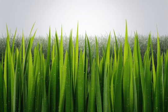 Vibrant green grass blades reaching towards a softly lit sky