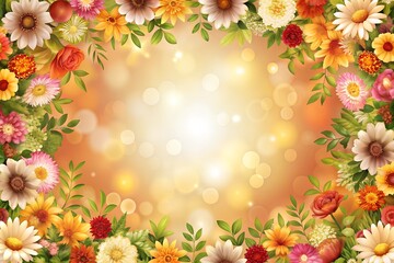 Fototapeta premium Decorative floral pattern around blank center perfect for creative content text overlay advertisement graphics quote images or elegant flyers using detailed botanical elements and pastel design
