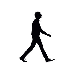 Silhouette of a Strolling Man: Modern Elegance in Monochrome Simplicity and Timeless Design.