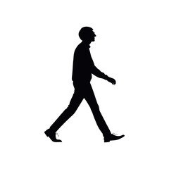 Silhouette of a Strolling Man: Modern Elegance in Monochrome Simplicity and Timeless Design.