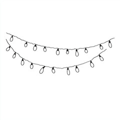 drawing of a Isolated Christmas light string, doodle style,