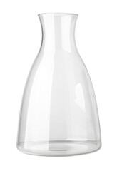 Empty glass carafe standing on white background
