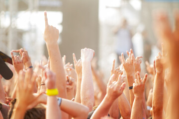 group of people hands up