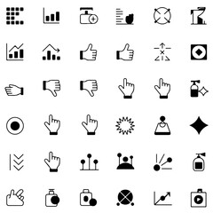 Diverse Black and White Icon Set Displaying a Variety of Symbolic Representations and Graphical Elements