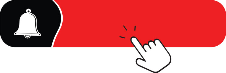 Animated Hand Clicks Notification Bell Button Highlighting User Engagement on White Background