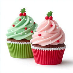 Christmas cupcakes with red and green frosting,