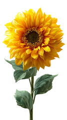 High resolution vector image of a sunflower, executed in stylized realism: graceful overlapping petals and natural color transitions create depth without physical contact with the background. The hove