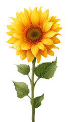 High resolution vector image of a sunflower, executed in stylized realism: graceful overlapping petals and natural color transitions create depth without physical contact with the background. The hove