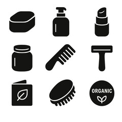 Obraz premium Icon Grid Collection. Solid, filled icon set of gym workout: barbell, squat rack, gym floor, dumbbells, weight plates, weight