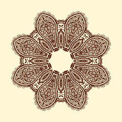 Mandala design for henna design, ,mandala art with neat lines, creative mandala art and cream background
