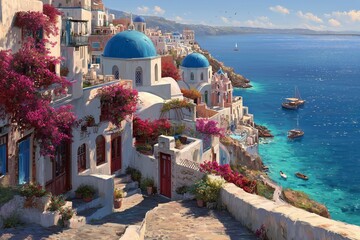Greek Island Coastal Paradise: A Stunning Seaside Town