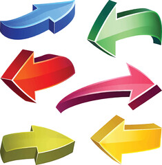 3D Arrow Icon Set in Glossy and Matte Color Styles