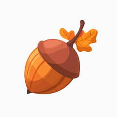 Minimal hand-drawn painting of an acorn isometric . Trendy abstract minimal style. Natural fresh. Vector illustration isolated on white background, vector illustration, Eps format, clipart