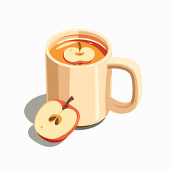 My Simple flat 2D icon of an apple cider mug isometric view isolated on a white background, vector design, ideal for animation, vector, web design, digital illustrations, and minimalist, eps format