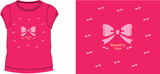 pink bow t-shirt design vector illustration
