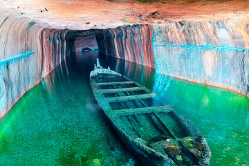 Shipwreck inside a cave