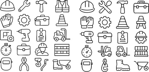 Construction and Industry Doodle Icons.