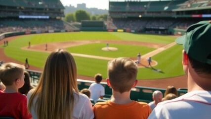 Group of people cheering at a baseball game with excitement and joy