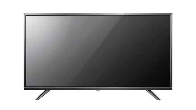 mockup of a large modern black TV, png file of -isolated cutout object with shadow on a white background. PNG
