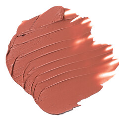 orange brown caramel matte lipstick smear, cosmetics beauty product texture, liquid blush, lipstick swatc