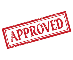 Red approved stamp on white, representing validation and authorization